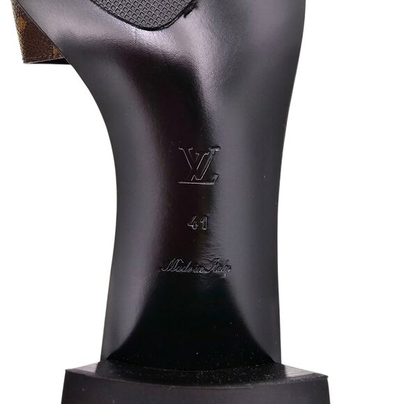 Louis Vuitton Lock It Heel Mule Sandal Monogram Brown Canvas Gold Size 41 US 11 - Picture 11 of 13